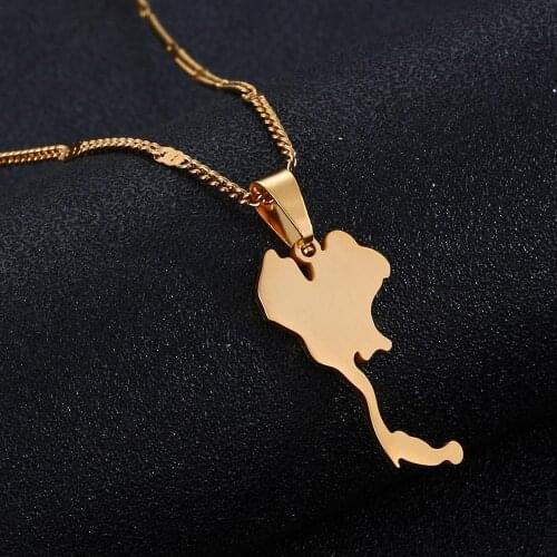 Stainless Steel the Kingdom of Thailand Map Pendant Necklaces Fashion Map Chain Jewelry