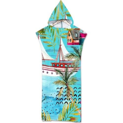 Drop Ship New Bath Beach Towel with Hood Microfiber Hooded Robe Towel Poncho for Swimming Beach Surf Woman Bathrobe Beachwear