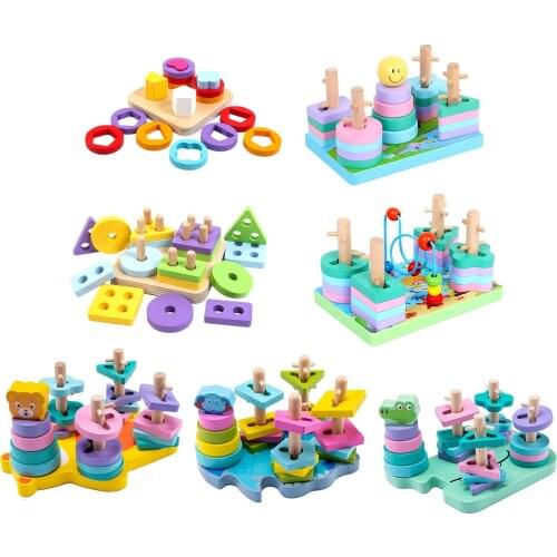 Colorful Geometric Shapes Matching Toys For Children Early Learning Exercise Hands-on Ability Montessori Educational Wooden Toys