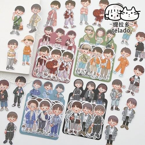 20 pcs/set Cute 4 Seasons Dress School Boys INS Stickers Korean Scrapbooking Diy Bullet Journal Diary Stationery Sticker