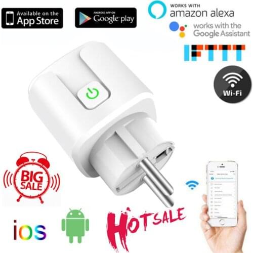20A EU Smart Wifi Power Plug With Power Monitor Smart Home Wifi Wireless Socket Outlet Works With Alexa Google Home Tuya App