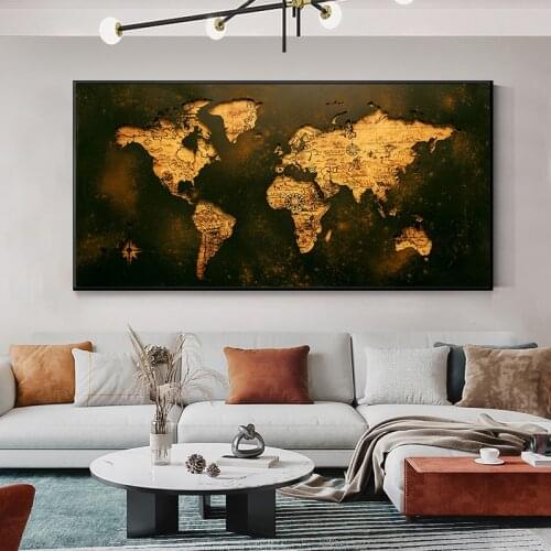 Vintage World Map Picture Poster Canvas Painting Posters Prints Wall Art Picture Quadro Living Room Home Decorative Paintings