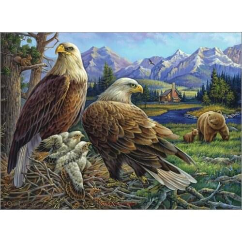 Embroidery Counted Cross Stitch Kits Needlework - Crafts 14 ct Aida DIY Arts Handmade Decor - Eagles At The Nest