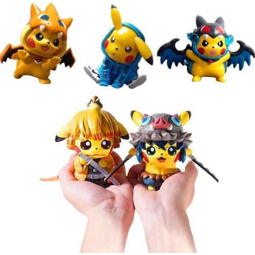 Pokemon Naruto Model Figures Cartoon Car Decoration Kids Toys Model Pikachu Charizard PVC Collections Dolls Gifts For Children