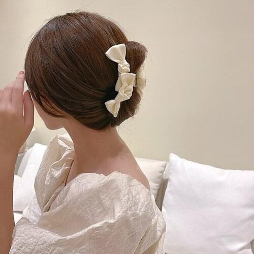 New Women Elegant Bow Hair Claws For Girls Large Grab Clips Shark Clip Headdress Hairstyle Makeup Fashion Hair Accessories