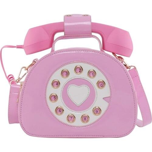 PU Leather Women Ladies Telephone Shaped Crossbody Shoulder Bag Tote Purse Handbag Shopping Street School Satchel