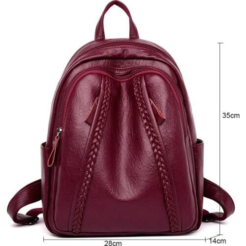 Womens Backpack High Quality Youth PU Leather Backpacks for Teenage Girls Female School Shoulder Bags Bagpack mochila A1-14