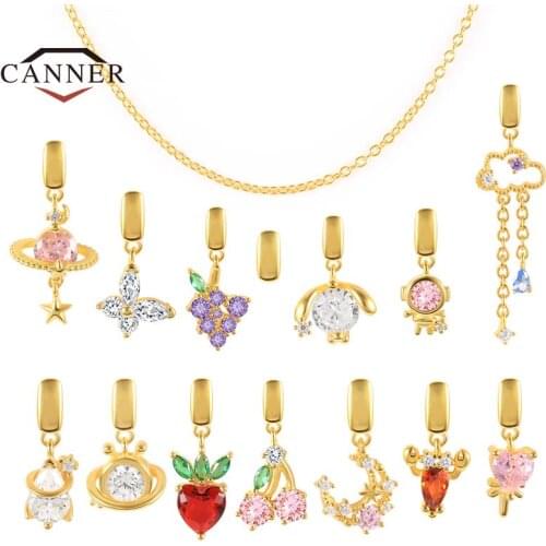 CANNER 925 Sterling Silver Necklace Fruits Zircon Pendant Accessories and Chain Necklace for Women Party Wedding Fine Jewelry