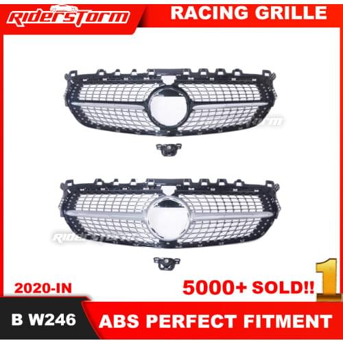 New style grille Diamond Grille Black Silver For B Class W246 W247 Front Bumper Racing Grill 2020 B180 B200 B260 Car Styling