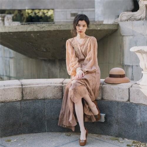 2019 new fashion womens two piece set retro seaside holiday autumn and winter two-piece