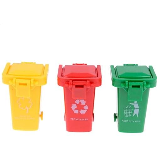 3pcs/pack Children Toy Trash Can Mini Garbage Can Of Garbage Truck Storage Bucket Push Toy For Kids And Babies