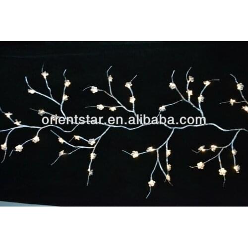 3V Low Voltage Battery Silver Acrylic Willow Garland 6Ft Bendable Branch Light 60 PCs LED Warm White plus 60 PCs Acrylic Flower