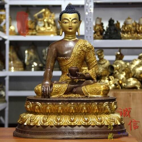 45CM large High grade GOOD buddha statue Southeast Asia Buddhism Gilding golden Exorcism safety Sakyamuni Amitabha buddha statue