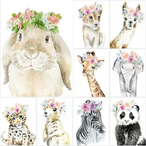 5D Diamond Painting Cartoon Animals Rabbit Zebra Owl Elephant Panda Picture Full Diamond Embroidery Mosaic Childrens Room Decir
