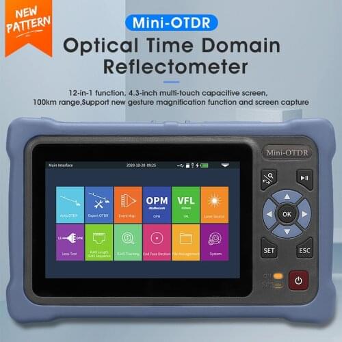 Free shipping MINI OTDR 1310/1550nm 26/24dB Fiber Optic Reflectometer Touch Screen VFL OLS OPM Event Map Ethernet Cable Tester