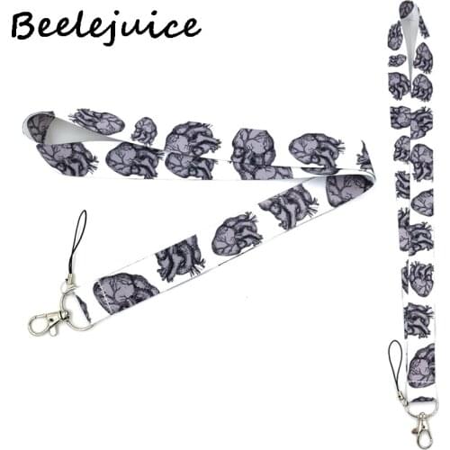 24pcs Anatomical Heart Stripe Neck Strap Lanyard keychain Mobile Phone Strap ID Badge Holder Rope Key Chain Keyrings Accessories