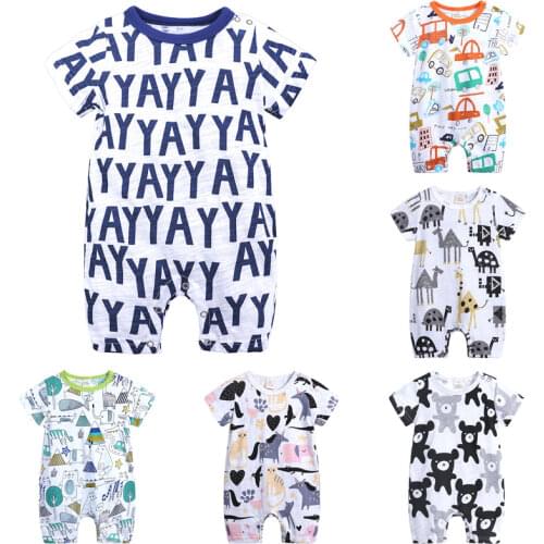 Cotton Baby Boy Romper Cartoon Newborn Baby Girl Clothes Short Sleeve Toddler Romper Top Infant Clothes Summer Kids Clothing