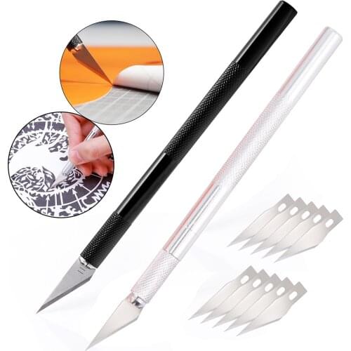 EHDIS 2pcs Metal Carving Scalpel Knife +10PCS Blade Car Wrap Carbon Film Vinyl Sticker Decal Wallpaper DIY Cutting Hand Tool