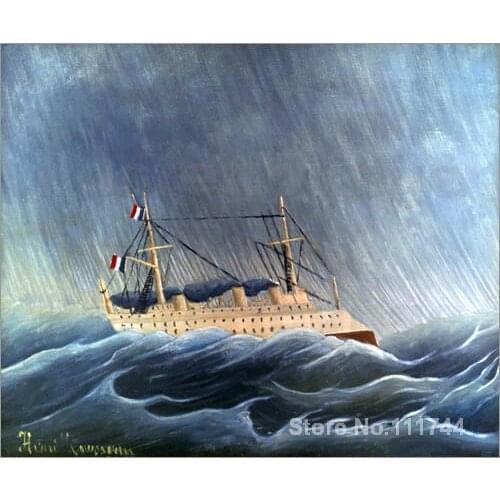 Canvas art SHIP IN STORM by Henri Rousseau paintings High quality Hand painted