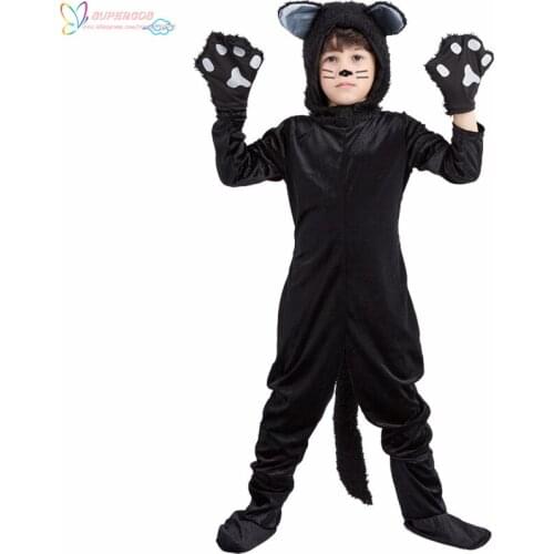 Halloween masquerade party black cat costume stage costume Parent-child clothing home clothes for children