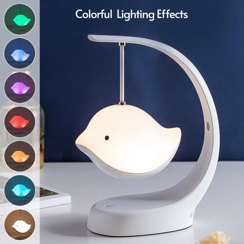 Cute Tabletop LED Night Light Musical Sleep Lamp Stepless Dimming Built-in Battery with Speaker AUX In for Baby Nursery Bedroom