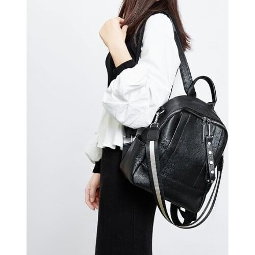 Multifunction Backpack Women Shoulder Bags Real Leather Travel Knapsack Fashion High Quality Large Black Youth Girls Schoolbag