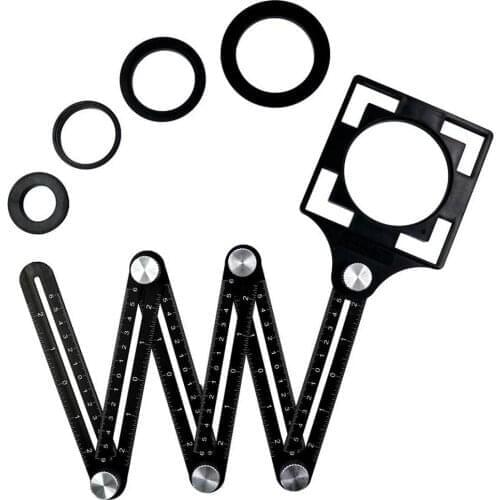 Multi-Angle Ruler 6-Sided Six-Folds Woodworking Drilling Locator Woodworking Bit Locator 5 Hole Positioning Opening Tile Tool