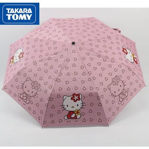 TAKARA TOMY fashion lady cute cartoon Hello Kitty UV protection sun umbrella simple stainless steel children umbrella