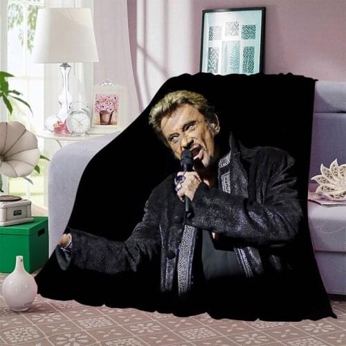 Johnny Hallyday Soft Flannel Blanket Rock Singer Printing Throw Blanket for Sofa Kids Adults Quilts Home Decor Fashion Blankets