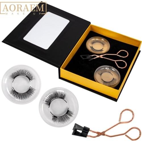 AORAEM Magnetic Eyelashes Makeup Set Eyelash On Magnets With Clip Reusable False Lashes Natural Look 3D Mink Dual Eye Lash Tool