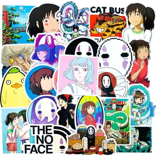 50Pcs/pack Miyazaki Hayao Mixed Anime Stickers Spirited Away Toys For Children Motorcycle Luggage Laptop Skateboard Guiter Phone