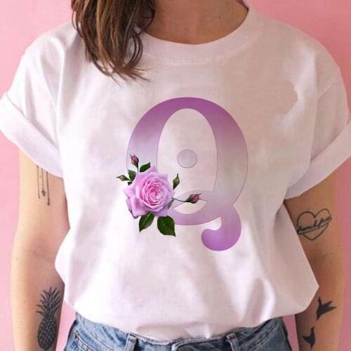 Cute Letter Women T-shirt Versatile Romantic Love Q Print T Shirt Femme Uni Retro Beautiful Autumn Clothes Tees Shirt