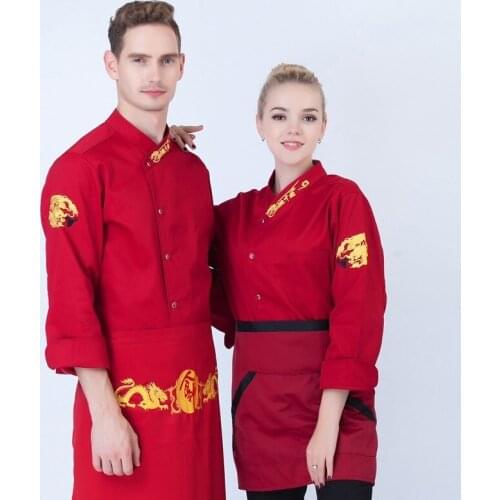 New Unisex Bakery Chef Uniform Long Sleeve Chef Jacket Lady Restaurant Cook Uniforms Work Wear Hotel Cook Clothes B-6529