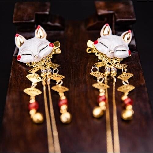 The New Hot 1 Pair Of Animals Hair Claw Direct Plate hairpin Fox Bridal Headdress Hair Sticks Jewelry Chinese Ancient Style
