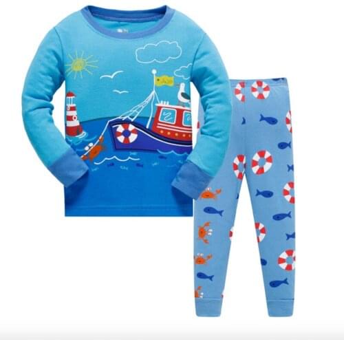 Autumn Baby Boys Sleepwear Pajama Sets 100 % Cotton Printed t-shirt+pants 2pcs Bebes Childrens Clothing