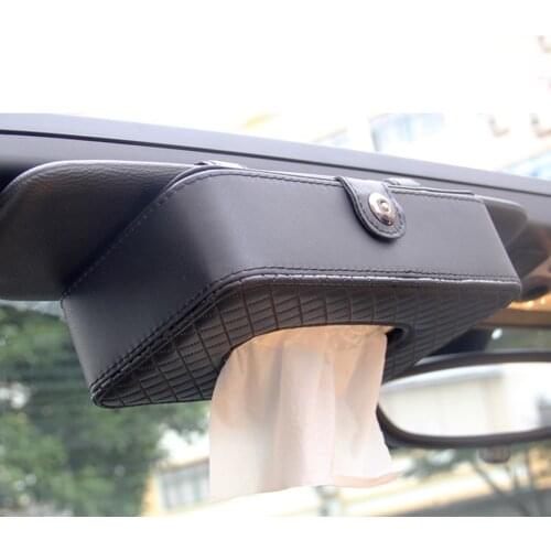 Car Sun Visor Tissue Box Waterproof PU Leather Napkin Holder Seat Back Hanging Type Paper Storage Bin Car Interior Accessories