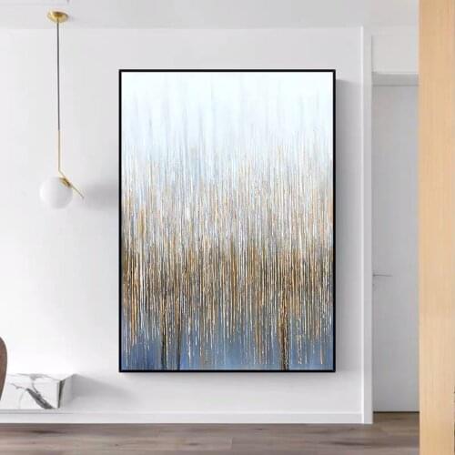 Handpainted wall painting on canvas vertial abstract art decorative golden picture for living room lienzos cuadros decorativos