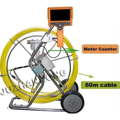 Handheld pipeline inspection camera system 60m Cable 50mm self leveling camera head meter counter dvr recording
