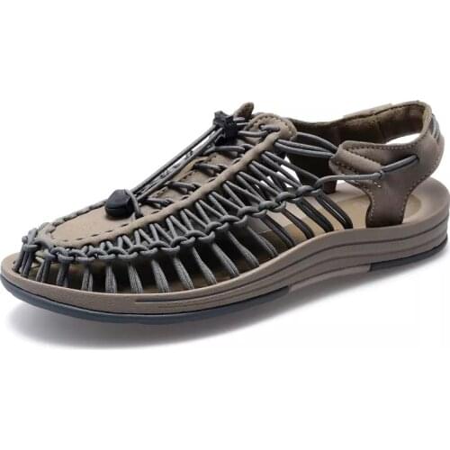 Men Women Summer Hollow Woven Sandals Soft Sole Comfortable Non Slip Casual Shoes Beach Shoes Large Flat Shoes Size 48