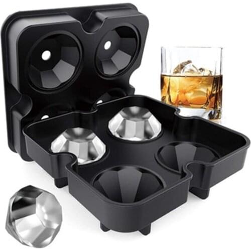 Silicone Ice Cube Tray Mold Diamond Shape 4 Grids Ice Cream Maker Mould Fruit Cube Molds Dr