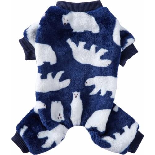 Lovely Dog Polar bear Print Pajamas Warm Fleece Pet Dog Clothes Chihuahua Puppy Clothing for Dog Winter Jumpsuit Clothing