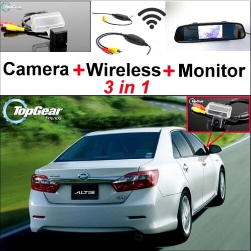 3 in1 Special Rear View Camera + Wireless Receiver + Mirror Monitor Easy DIY Parking System For Daihatsu Altis 2012~2015