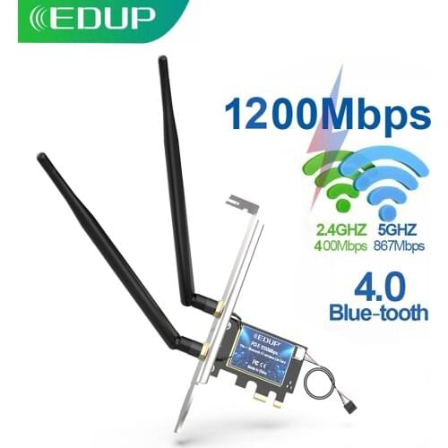 EDUP 1300Mbps PCI Express Network Card WiFi Adapter Dual Band 2.4G/5GHz Wireless Bluetooth PCIE LAN Adaptador Wifi for PC Laptop