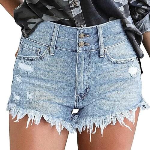 Summer High Waist Jeans Shorts Cut Off Denim Shorts For Women Frayed Distressed Tassel Jean Short Ripped Hot Shorts