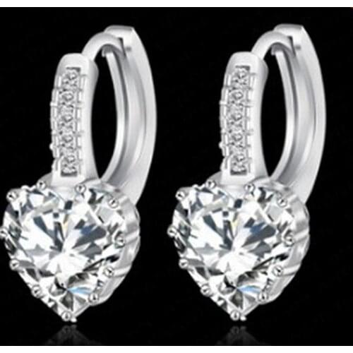 Factory Outlet Stud Earrings For Women European and American Fashion Earring White Gold color Earing Heart AAA Zircon Earings