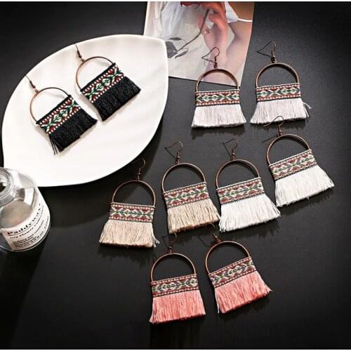 Ethnic Gypsy Tassel Earrings For Women Handmade Ethnic Bohemia Semicircle Alloy Dangle Earrings Jhumka Hanging Jewelry