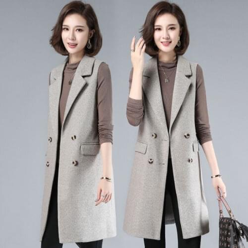 Autumn Winter Korean Fashion Vest Women Temperament Single-breasted Turndown Collar Sleeveless Woolen Jacket Waistcoat Y211