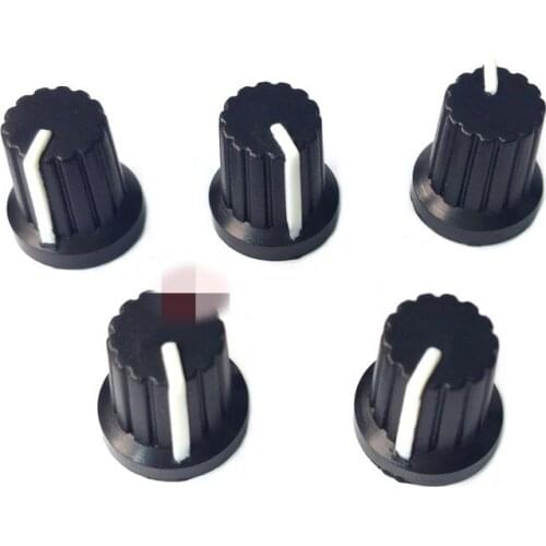 100Pcs Knurled Knob 6mm Shaft Hole Dia Plastic Volume Control Potentiometer Knob Cap A9