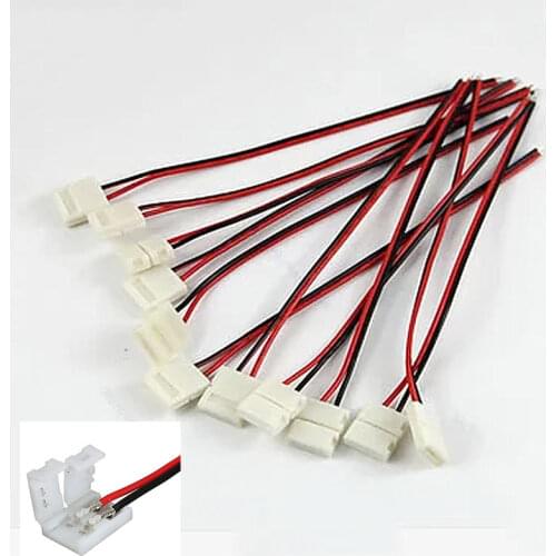 10pcs/lot, For LED strip 10mm 2pin 5050 5630 single color strip LED connector, Free Soldering PCB board connector wire