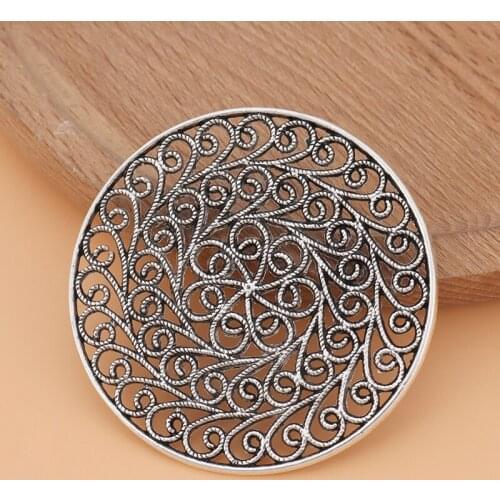 10pcs/Lot Tibetan Silver Large Open Filigree Round Circle Charms Pendants for DIY Jewelry Making Accessories